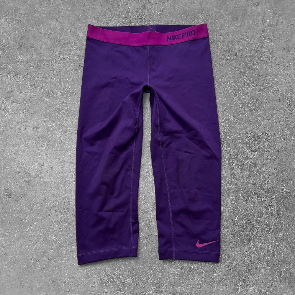 Nike Pro Dri-FIT Women Purple Pink Capri Leggings Size M Athletic Activewear
